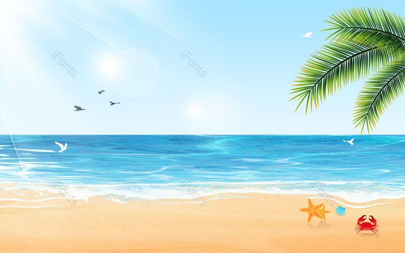 夏日夏季沙滩风景海面阳光椰树背景,插画/手绘图,插画/手绘图库,插画/手绘图下载,插画/手绘